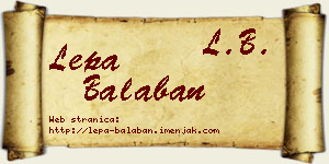 Lepa Balaban vizit kartica